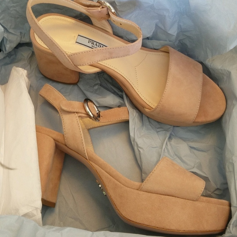 Nude Suede Prada Platforms
